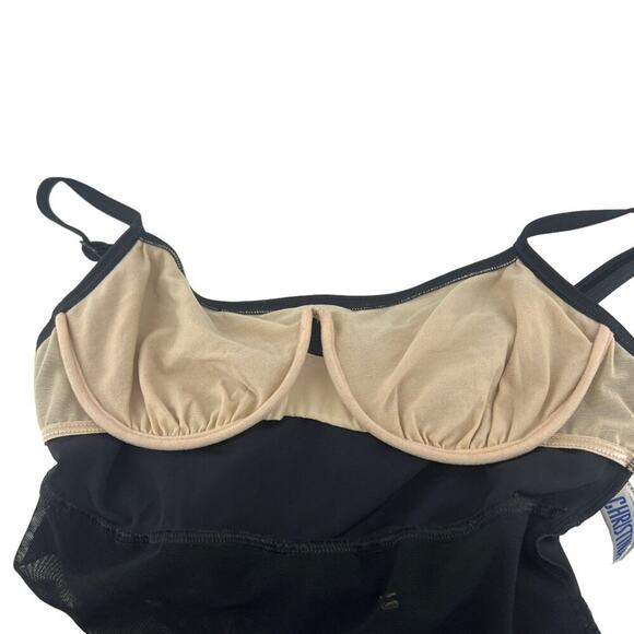 Christina One Piece Black Mesh Panel Swimsuit Womens Size 12L - Picture 3 of 7